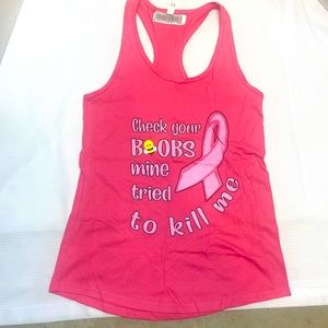 Pink Racer back ideal tank breast cancer awareness, check your boobs